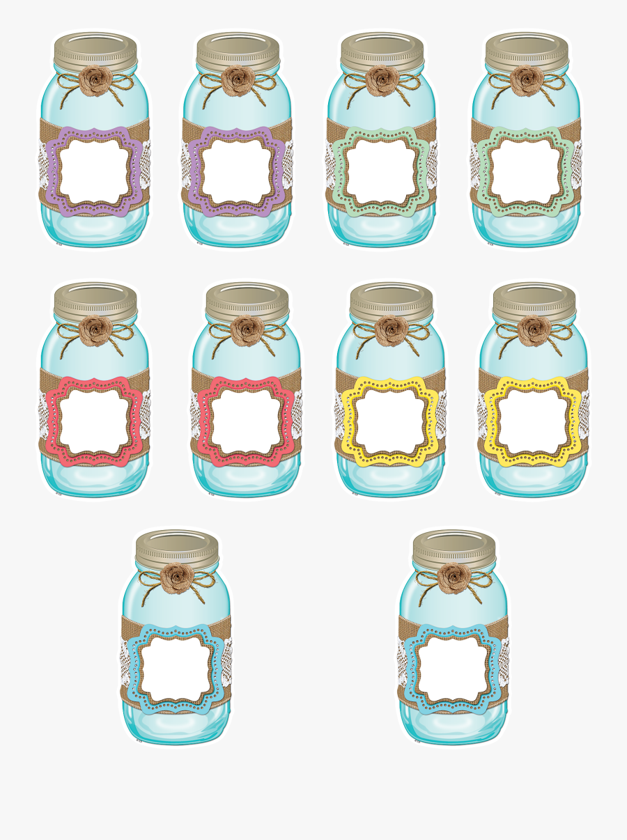 Transparent Mason Jar Outline Png - Shabby Chic Mason Jar Accent, Transparent Clipart