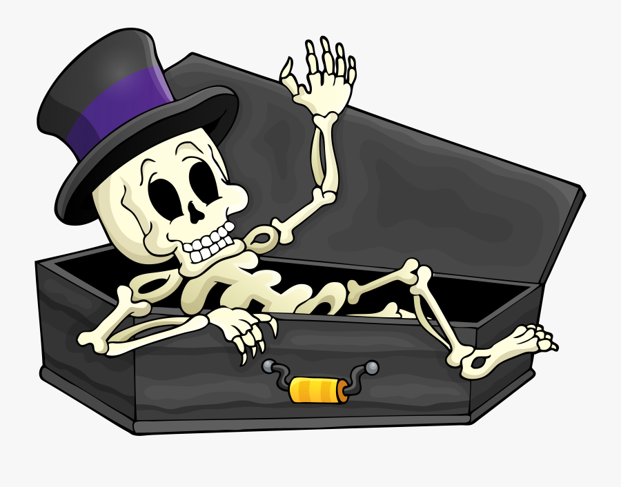 Funny Skeleton Cliparts - Halloween Coffin Clip Art, Transparent Clipart