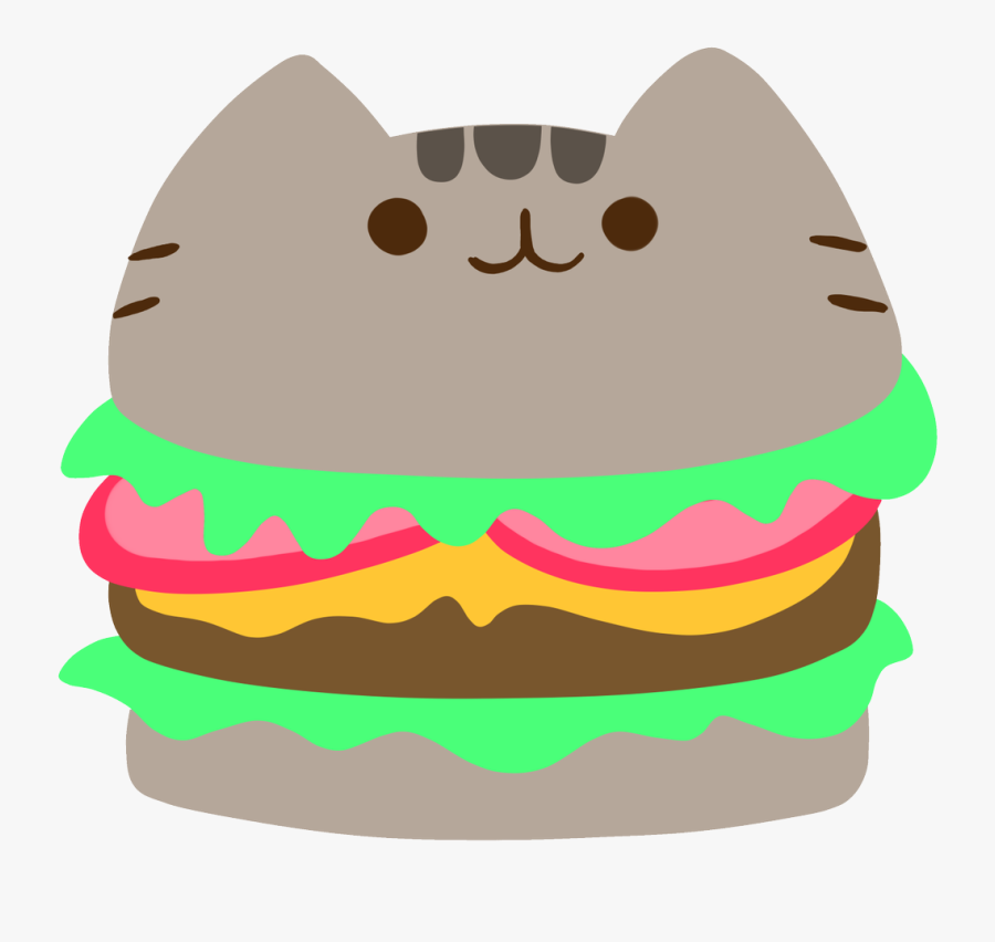 #hamburger #pusheen #cute #cat #cool #colorful #kawaii - Pusheen Burger, Transparent Clipart