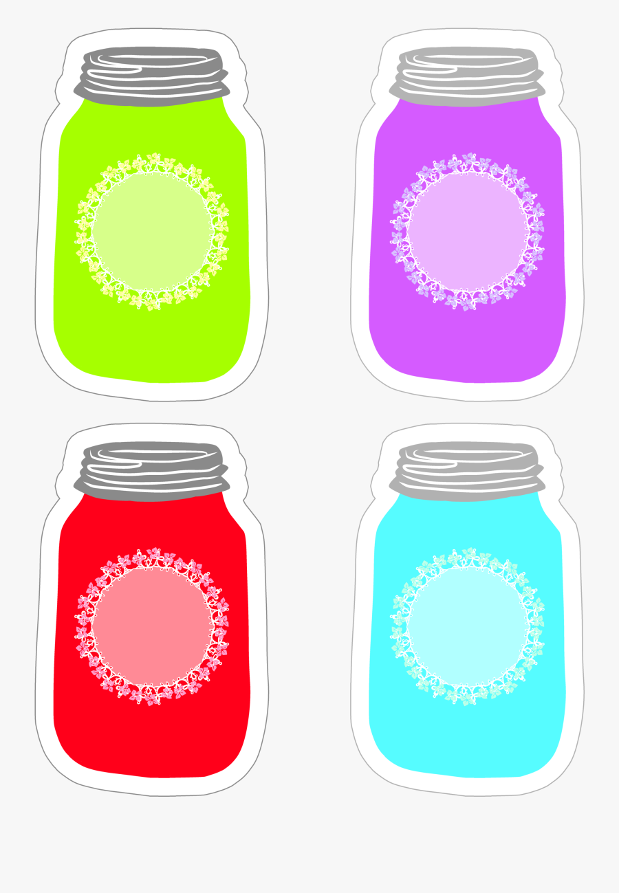 Transparent Mason Jar Clip Art - Colored Mason Jars Clipart, Transparent Clipart