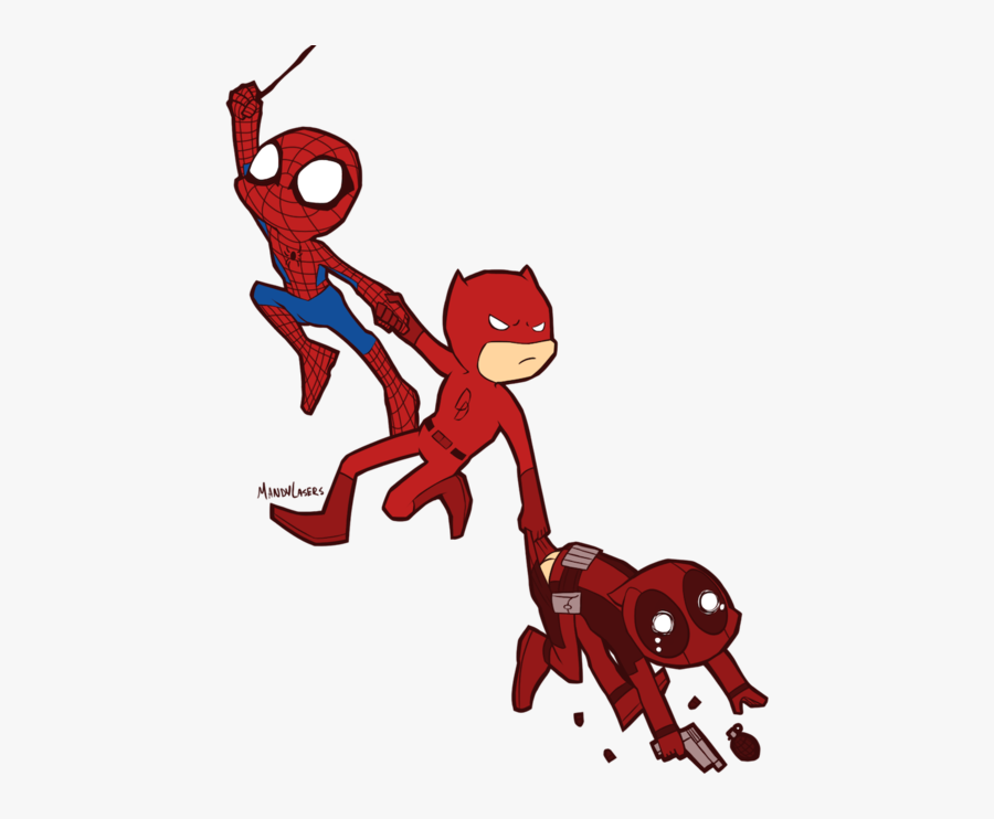 Marvel Daredevil Clipart Daredevil Png - Red Deadpool Spiderman Daredevil Marvel Team Red, Transparent Clipart