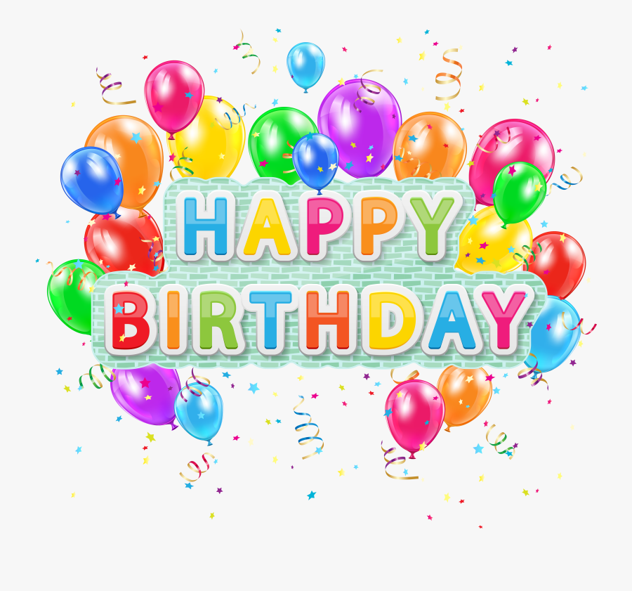 Happy Birthday Deco Text With Balloons Png Clip Art, Transparent Clipart