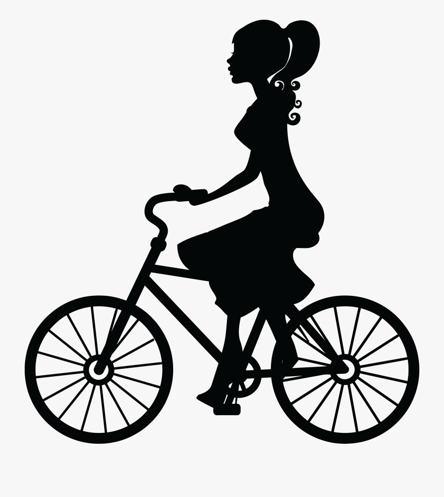 Free Clipart Of A Woman Riding A Bicycle - Girl On Bike Silhouette, Transparent Clipart