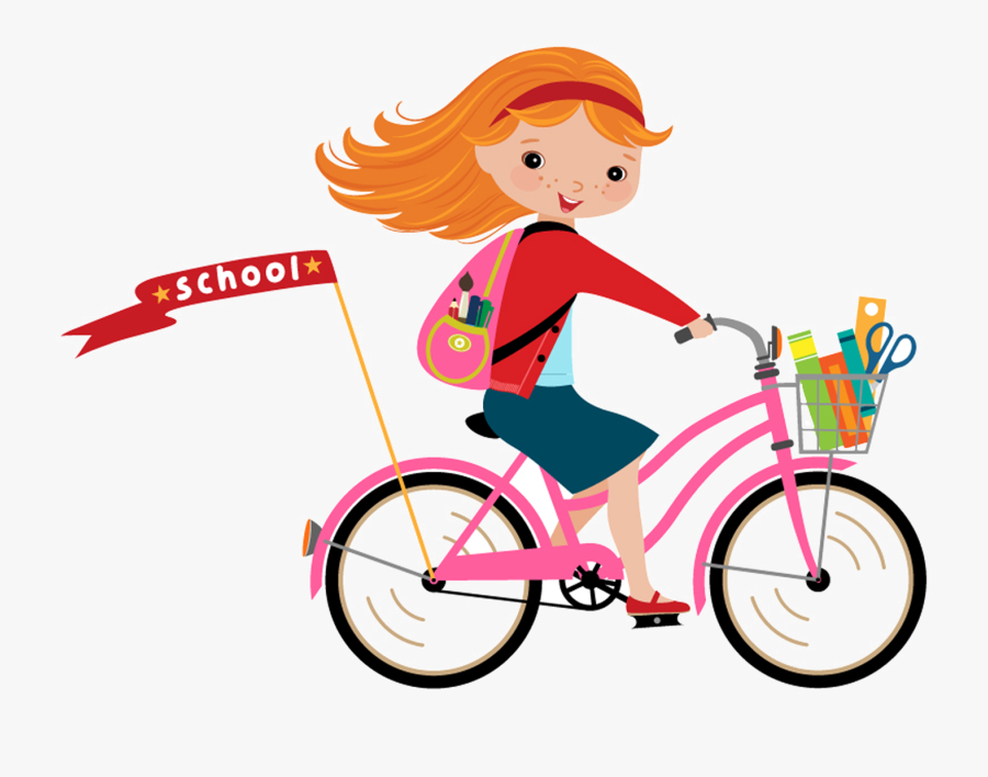 Bicycle Cartoon Clip Art - Girl Riding A Bike Clipart, Transparent Clipart