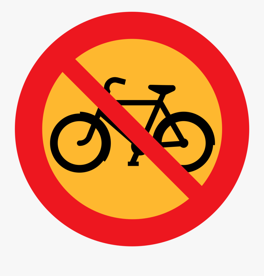 No Bicycles Roadsign - Bicycles Not Allowed, Transparent Clipart