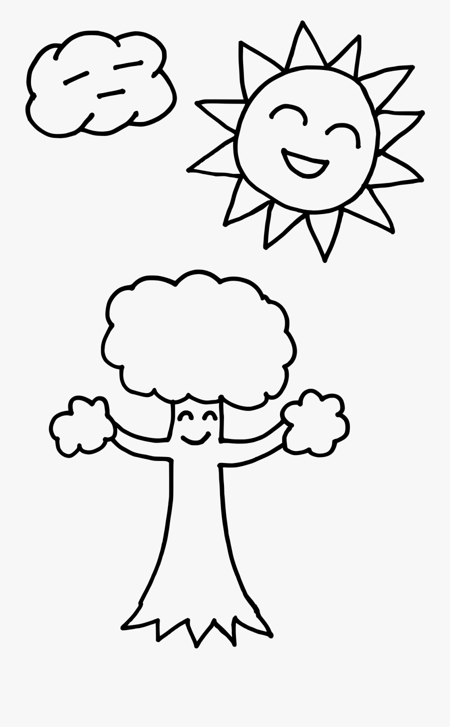 Happy Sun Drawing At - Coloring Pages Of Trees And Sun, Transparent Clipart