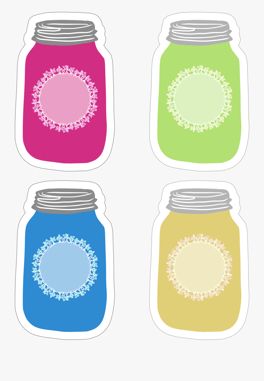 Colorful Mason Jar Tag Collection Free Printable - Yellow Mason Jar Clipart, Transparent Clipart