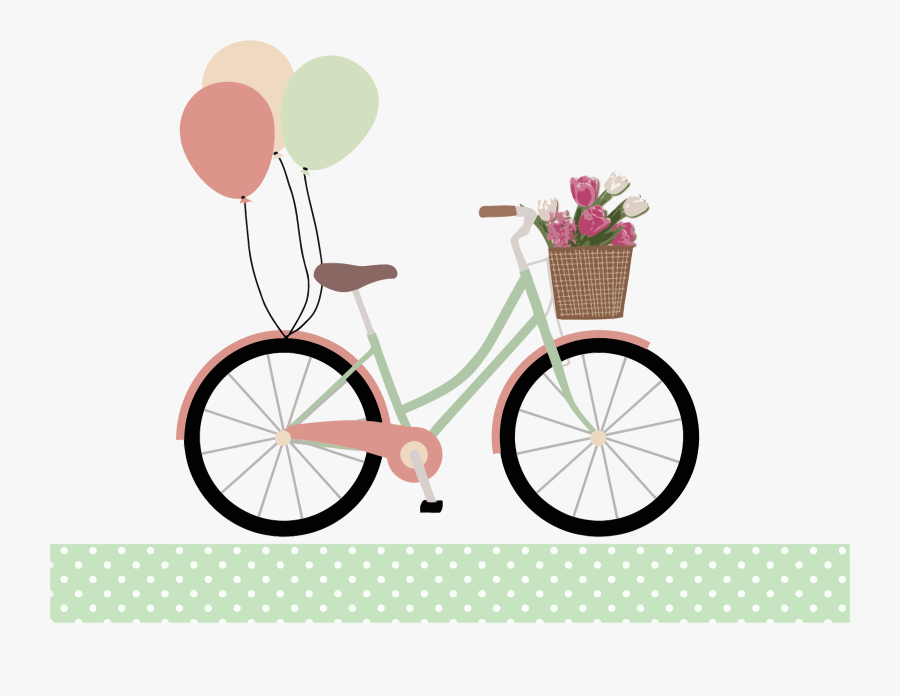 Balloons Basket Bicycle - Feliz Cumpleaños Mujer Valiente, Transparent Clipart