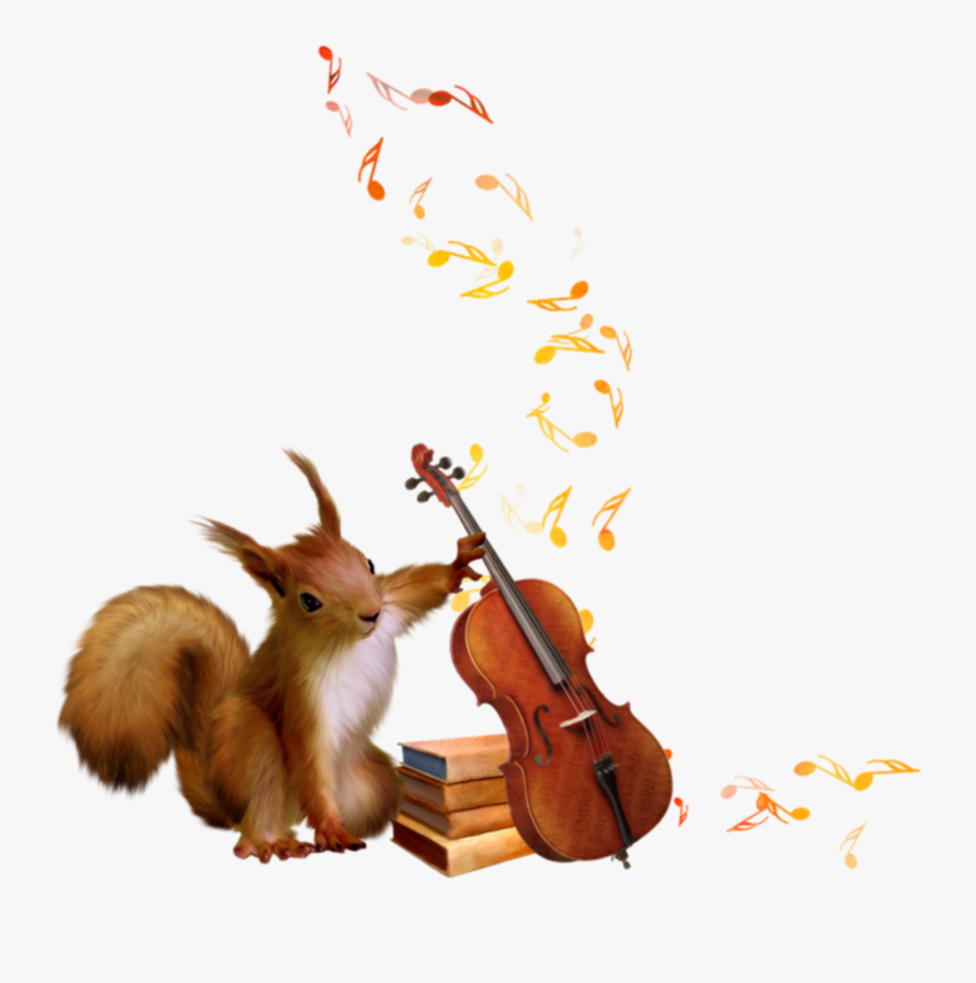 #ftestickers #clipart #squirrel #violin #cute - Background Musik, Transparent Clipart