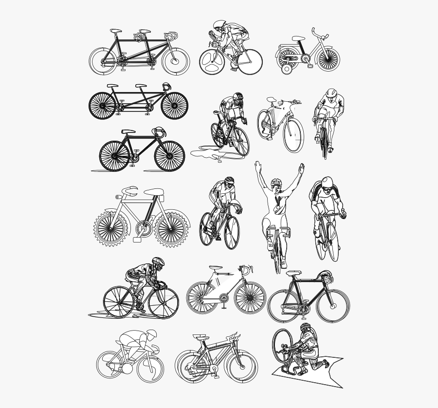 Transparent Bicycle Clipart Black And White - Line Art, Transparent Clipart