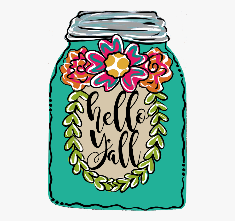 Floral Mason Jar Door Hanger Just Dots & Co, Transparent Clipart