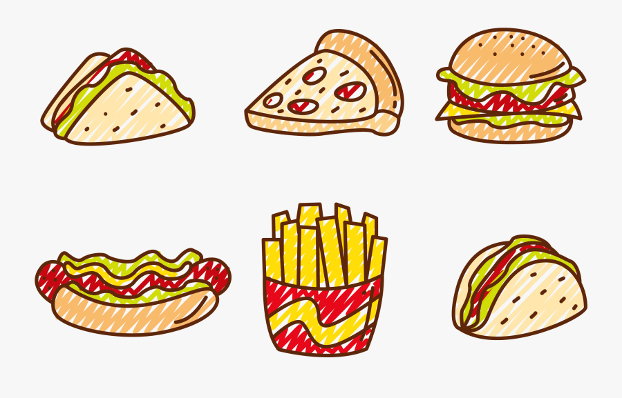 Transparent Food Clip Art - Fast Food Vector Png, Transparent Clipart