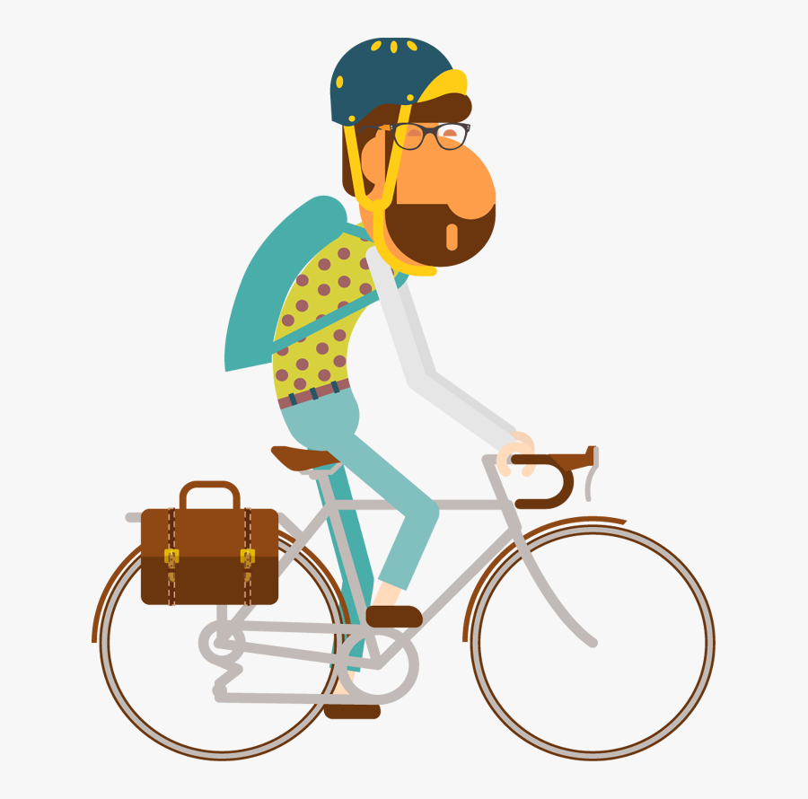 Transparent Riding Bicycle Clipart - Man On Bicycle Cartoon Png, Transparent Clipart