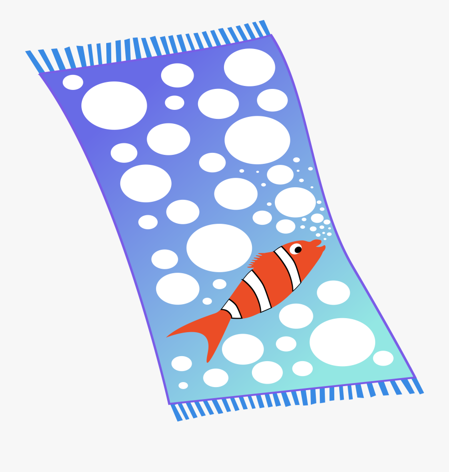 Fish With Bubbles Clipart Black And White - Free Beach Towel Clip Art, Transparent Clipart