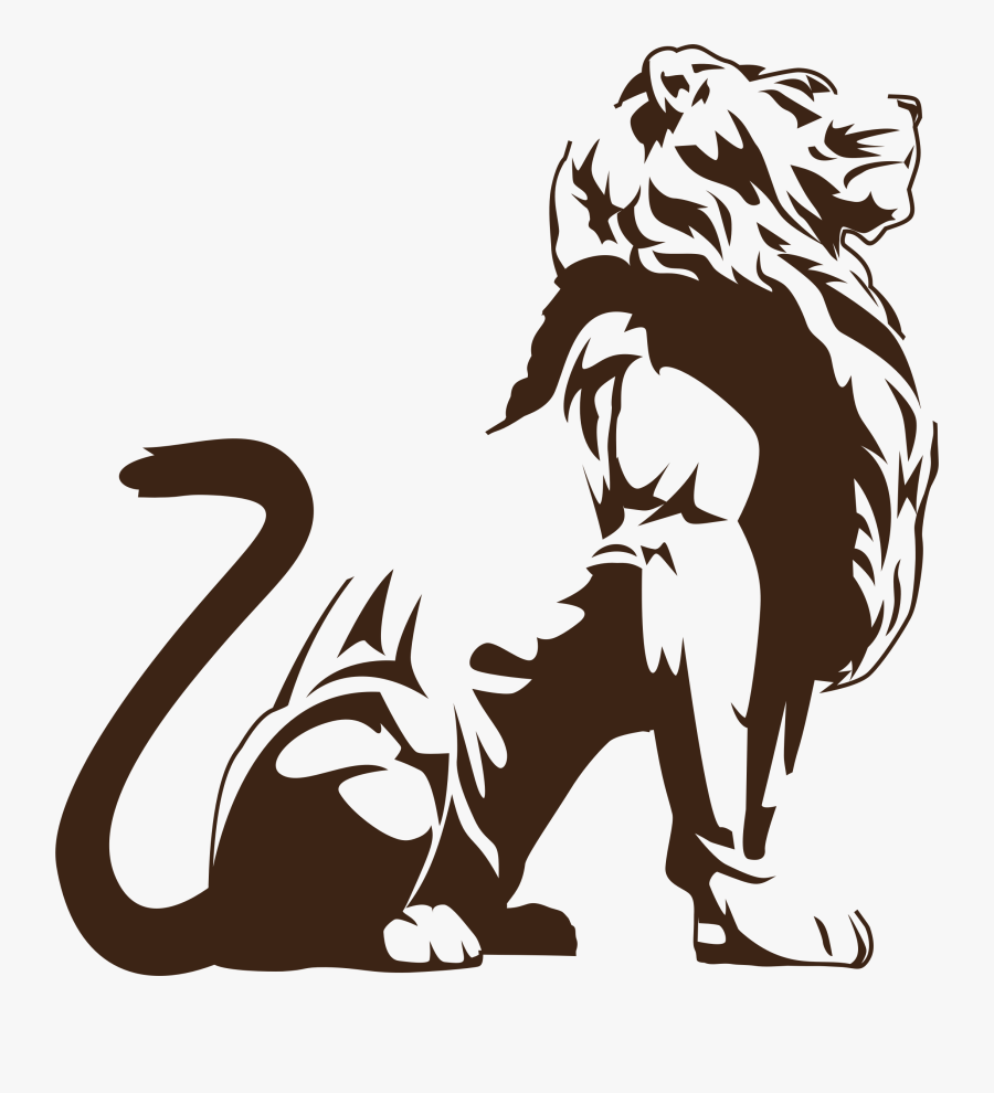 Lions Clipart Silhouette - Cartoon Lion Drawn Png, Transparent Clipart