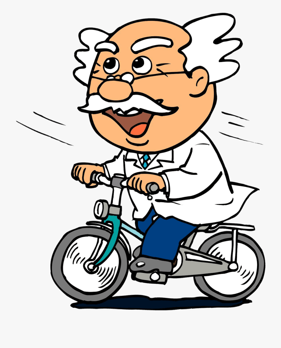 Old Man Cycling Cartoon, Transparent Clipart