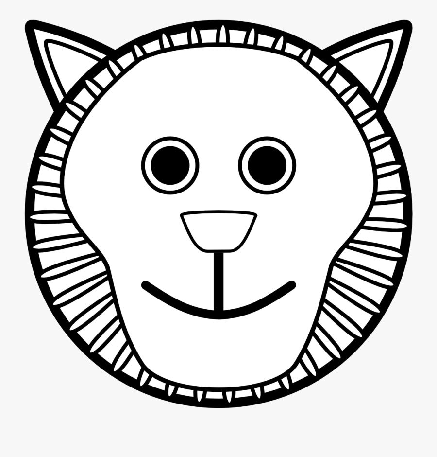 Lion - Clipart - Black - And - White - Cat Faces Clipart Black And White, Transparent Clipart