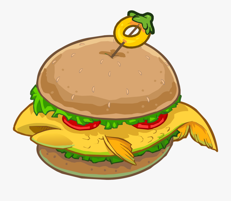 Burger Clipart Fish Free For Download On Rpelm Clip - Club Penguin Fish Burger, Transparent Clipart