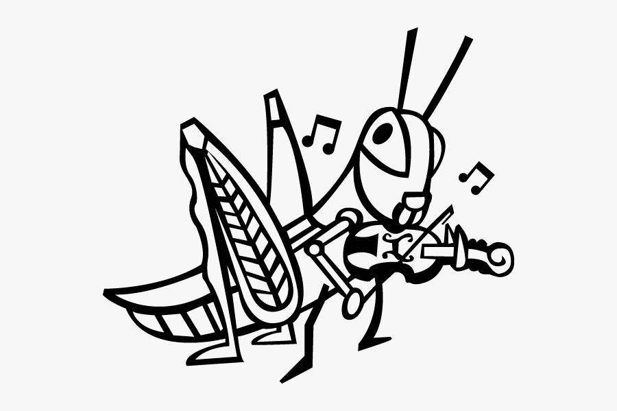 Transparent Violin Clipart - Grasshopper With Fiddle Black And White Clipart, Transparent Clipart