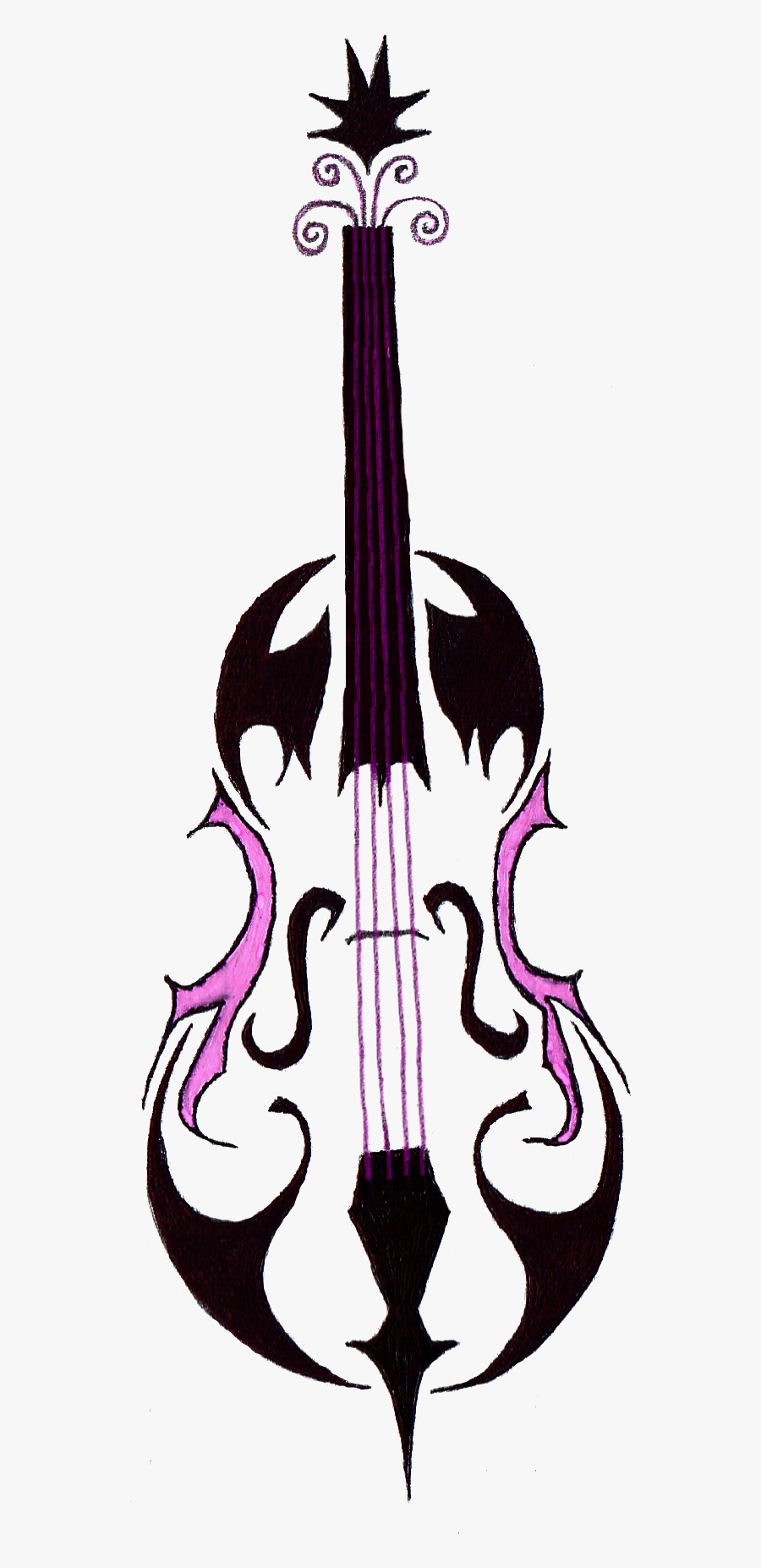 Fiddle Drawing Tribal Transparent Png Clipart Free - Cello Tribal, Transparent Clipart