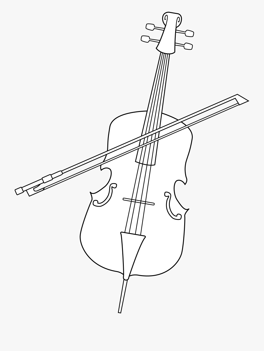 Elegant Cello Line Art - Violin, Transparent Clipart