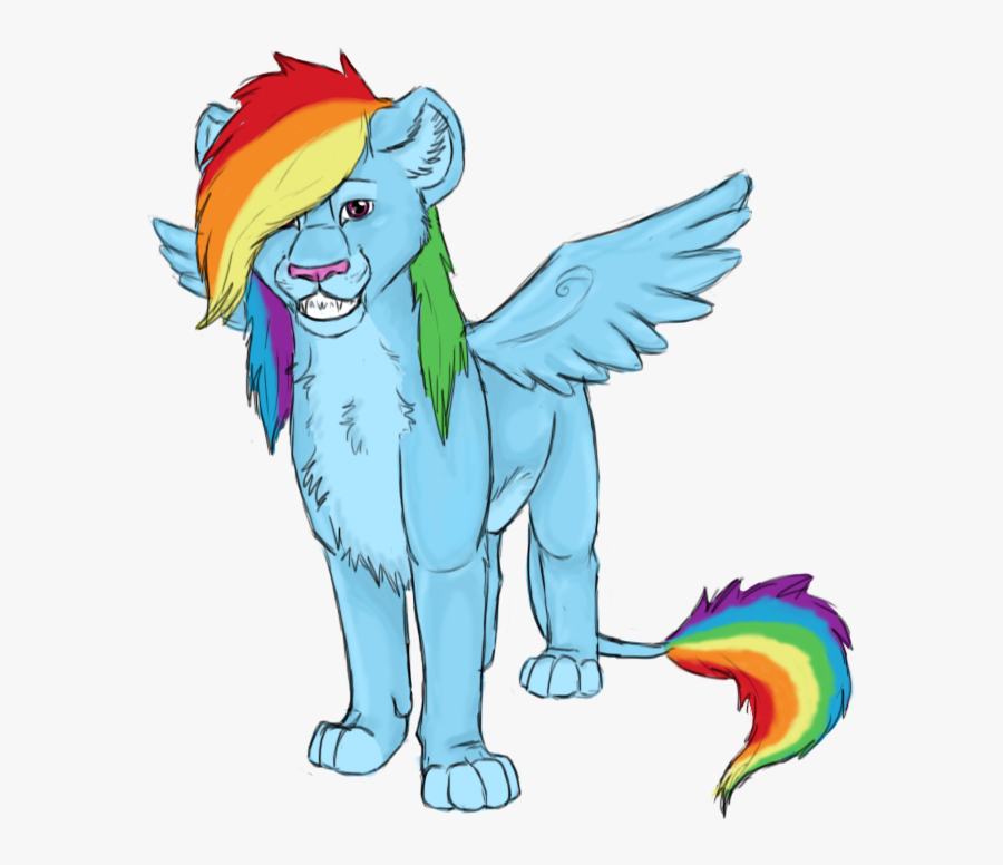 Sambirani, Female, Lion, Lionbow Dash, Lioness, Lionified, - Rainbow Lioness With Wing, Transparent Clipart