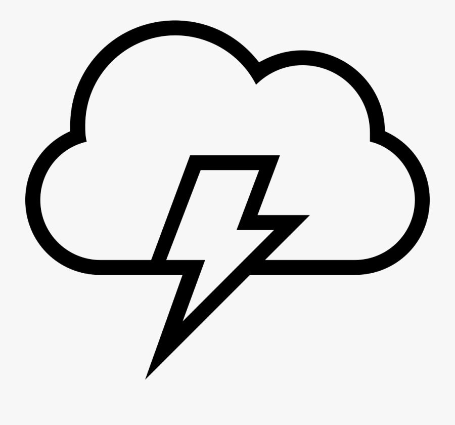 Lightning Bolt On A Cloud Stroke Weather Symbol - Cloud With Lightning Bolt Png, Transparent Clipart