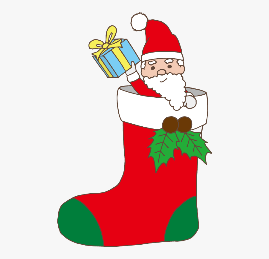 Santa Claus Stealing A Present - Christmas Stocking, Transparent Clipart