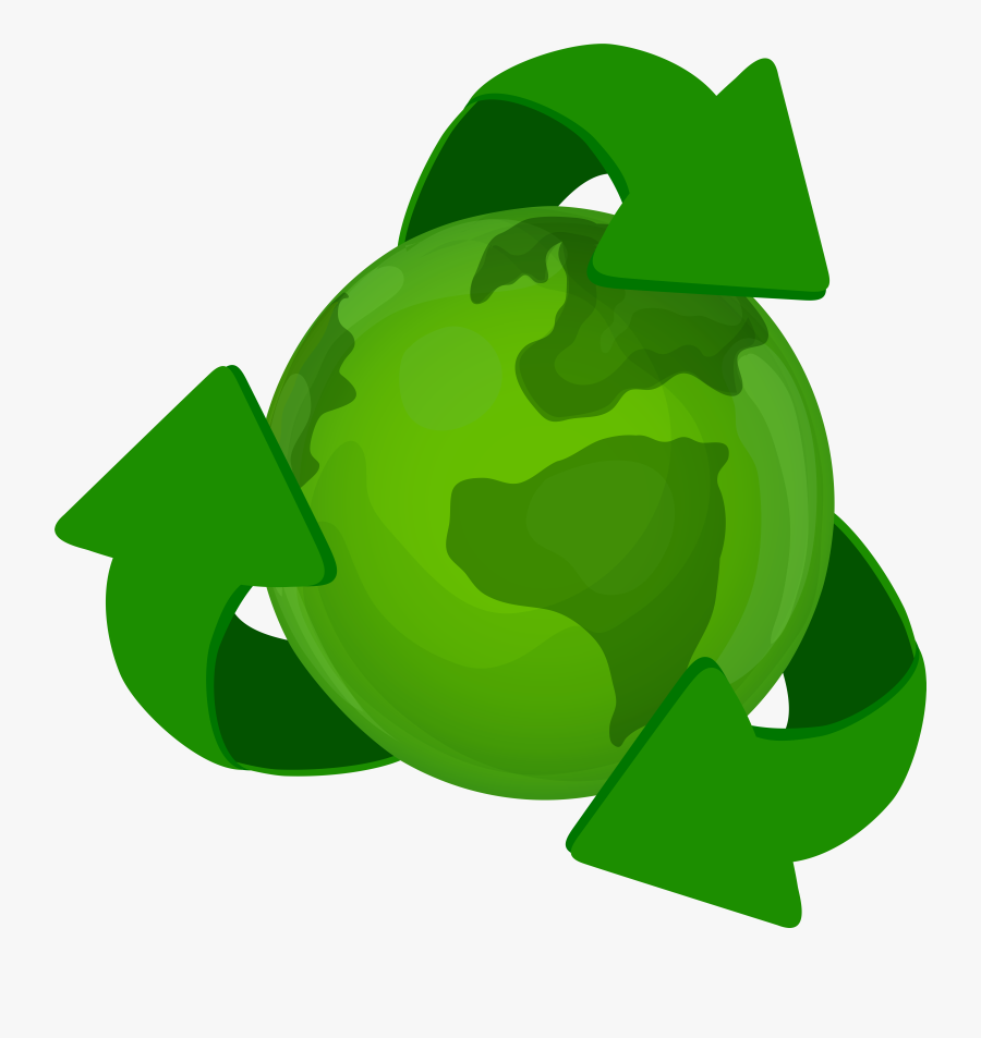 Green Earth Planet With Recycle Symbol Png Clip Art, Transparent Clipart