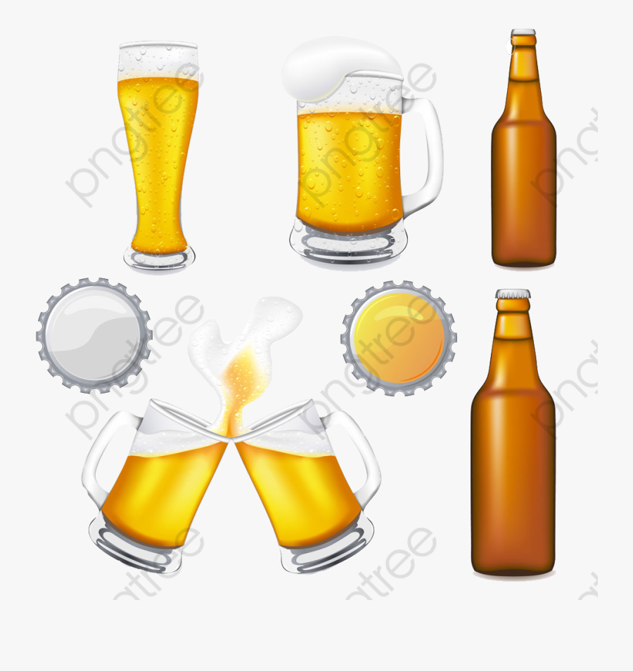 Cartoon Beer Mug Bottle Image, Cartoon Clipart, Beer - Beer Bottle And Mug Clipart, Transparent Clipart