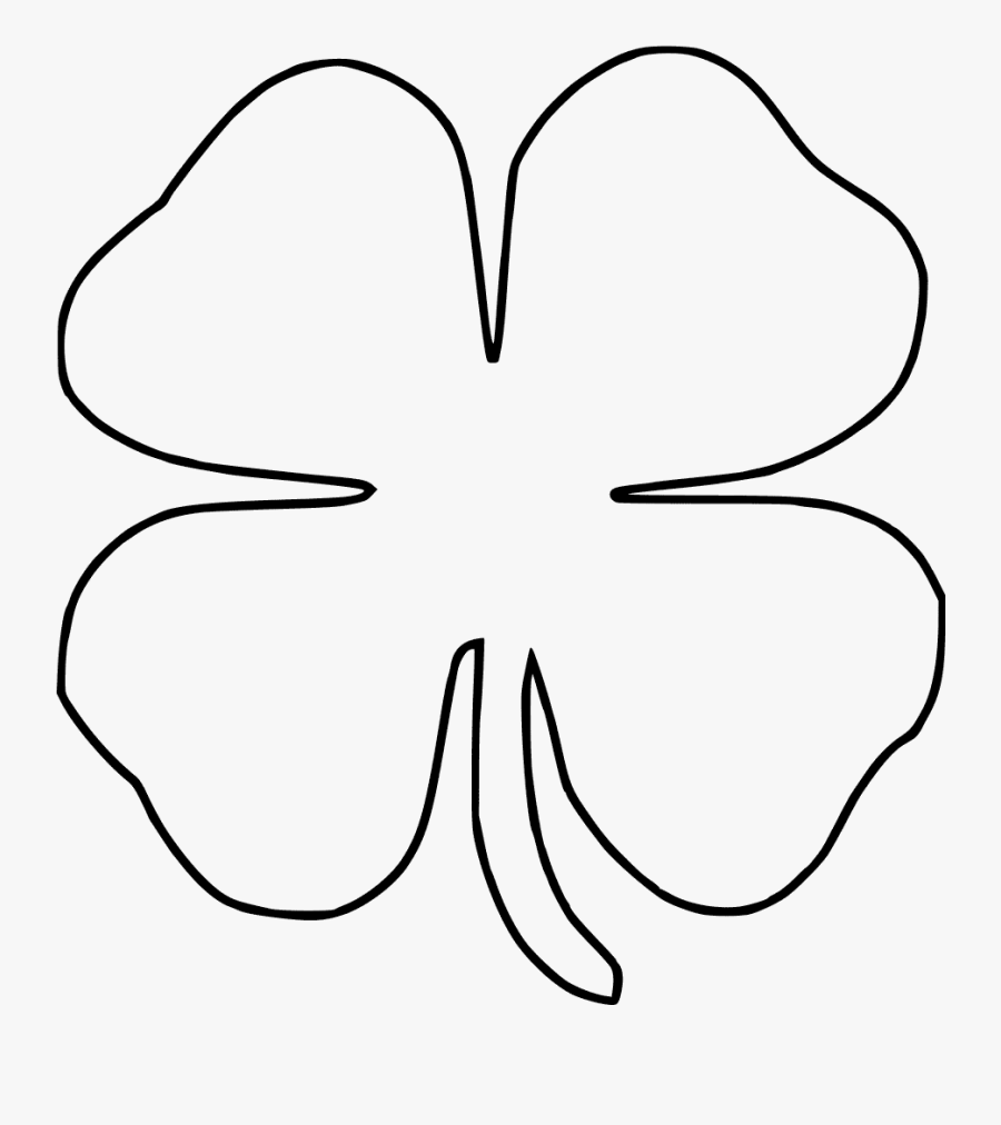 Four Leaf Clover Transparent Clip Art - 4 Leaf Clover Outline Png, Transparent Clipart