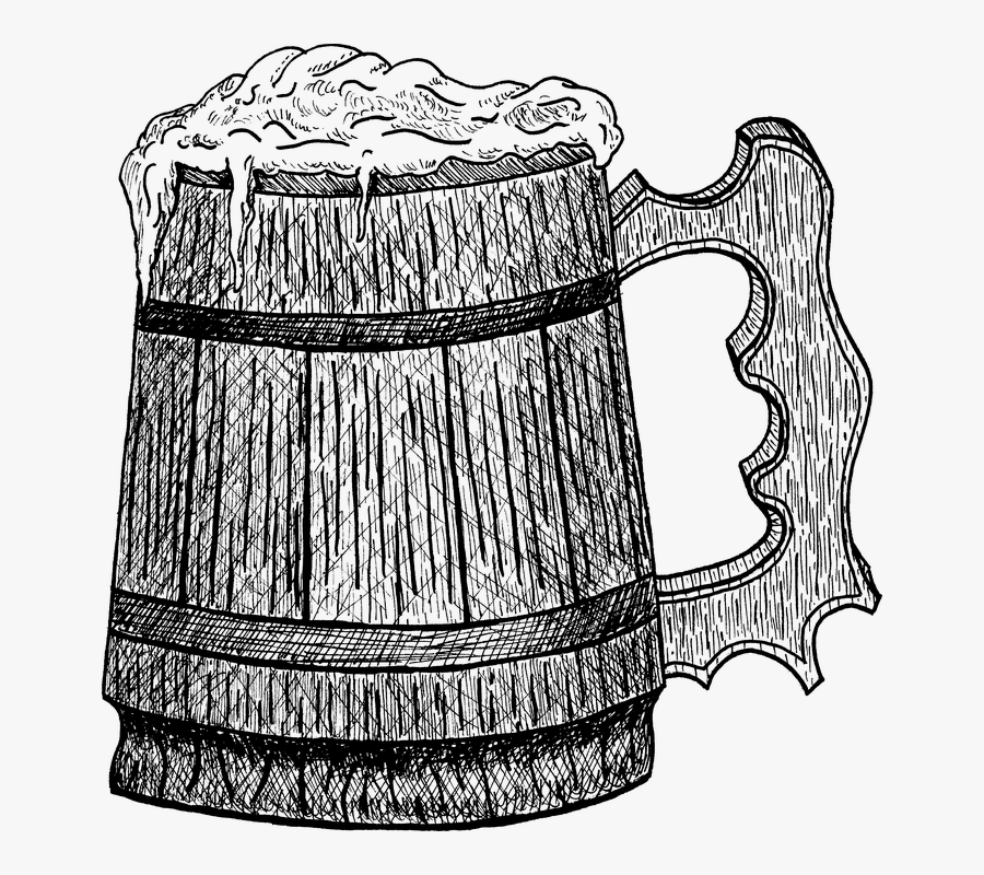 Beer, Mug, Medieval, Alcohol, Sketch, Black And White - Beer Medieval, Transparent Clipart