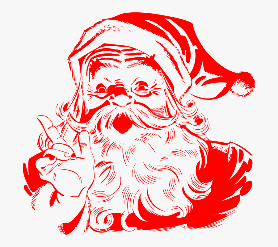 Santa Claus, Red, Christmas, Santa, X-mas, Bearded - Santa Claus Black And White, Transparent Clipart