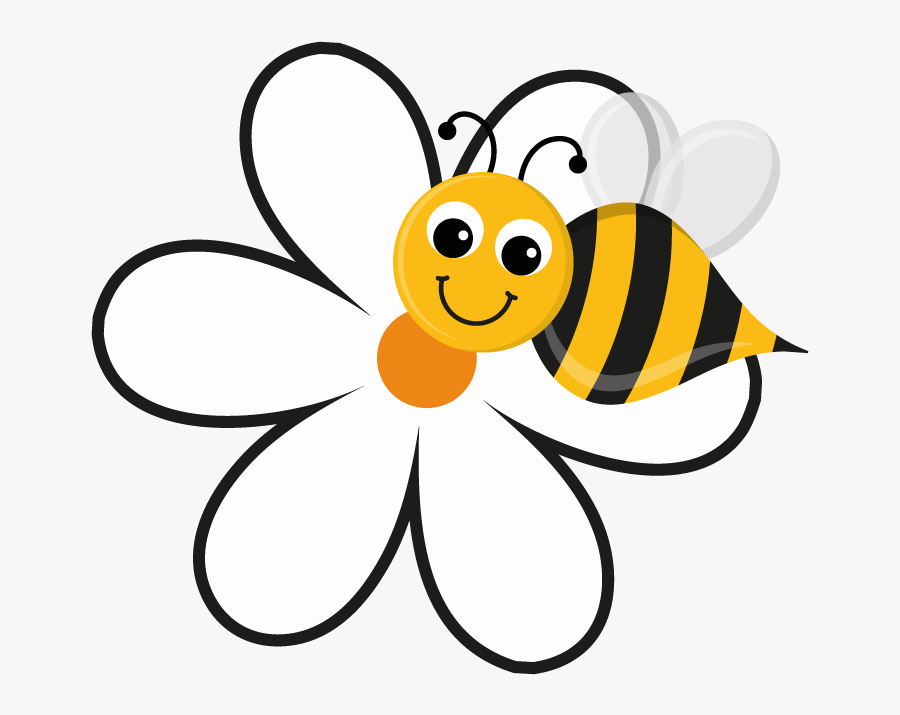 Free Flower Bee Cliparts - Cartoon Bee On Flower, Transparent Clipart