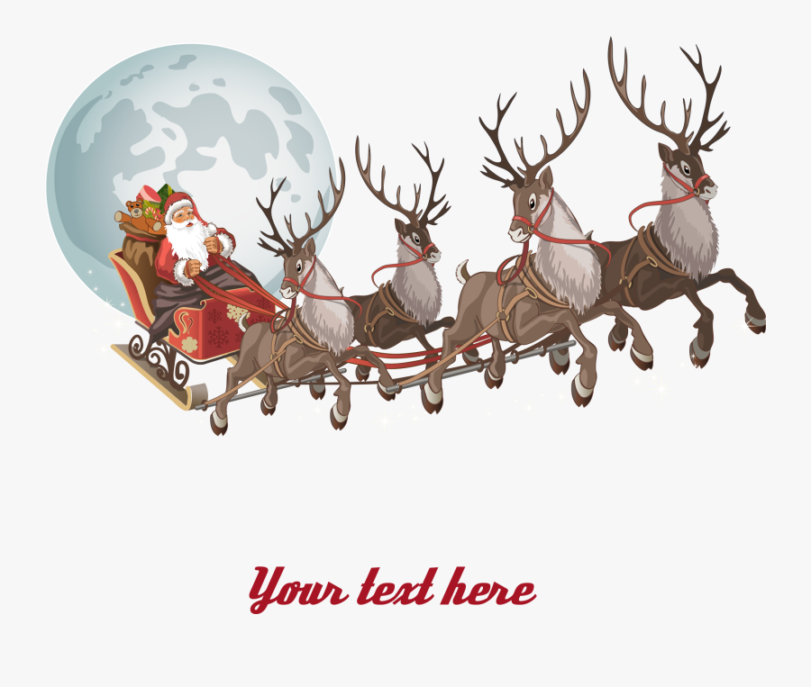 And Parade Claus Reindeer Santa Christmas Clipart - Transparent Background Santa Sleigh Png, Transparent Clipart