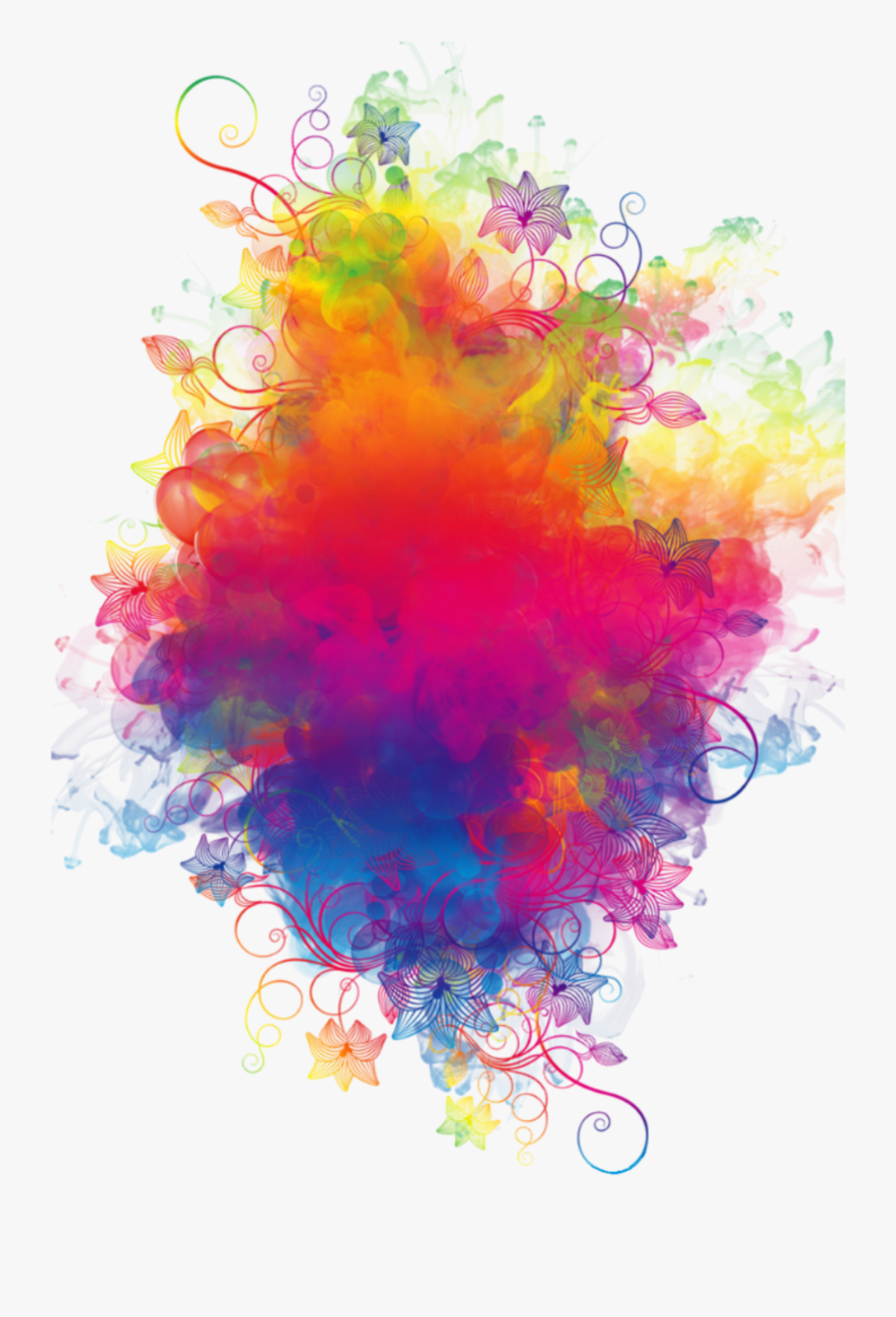 Boom Smoke Colorful Watercolor Rainbow Flowers Colorspl - Smoke Color Png, Transparent Clipart