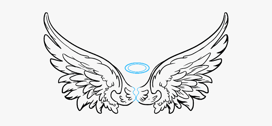 Clip Art Drawings Of Angel Wings - Easy Angel Drawing, Transparent Clipart