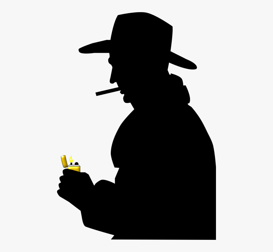 Human Hair - Man Smoking Silhouette Png, Transparent Clipart