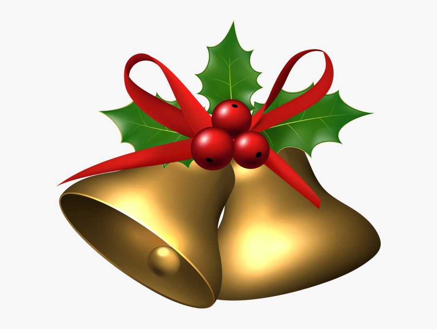Christmas Bells With Holly, Transparent Clipart