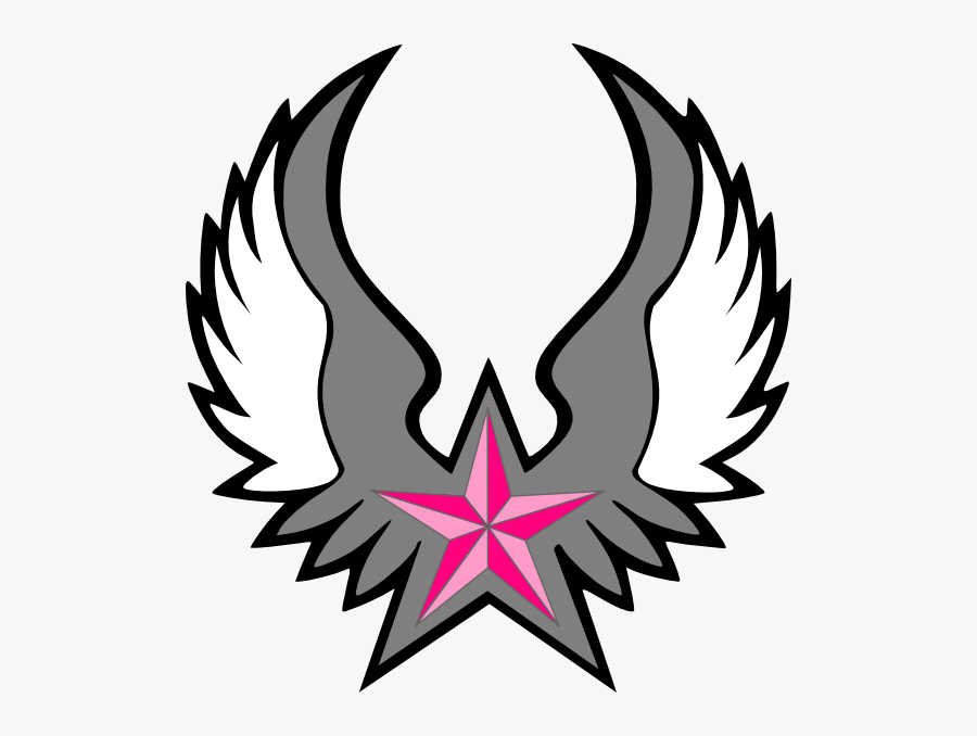 Pink Nautical Star Wings Clip Art At Clker - Star With Wings Logo, Transparent Clipart