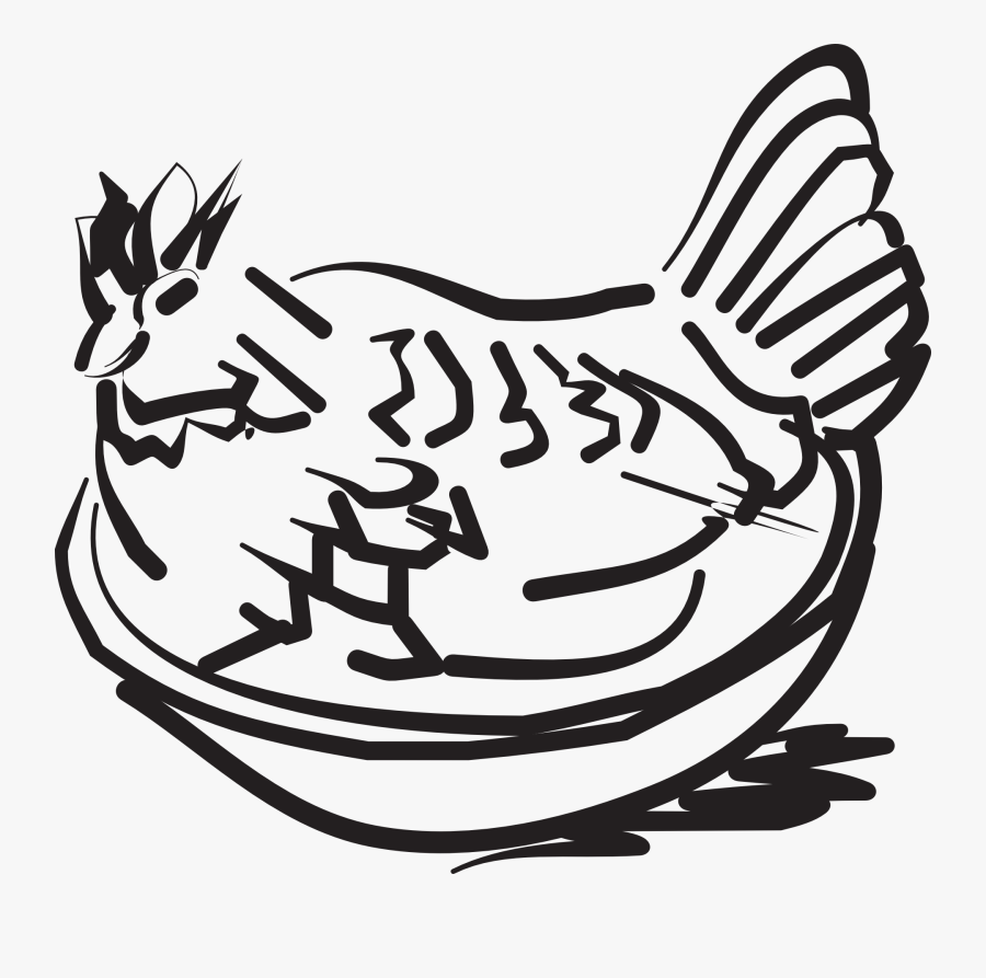 Transparent Bowl Clipart Black And White - Chicken In A Bowl, Transparent Clipart