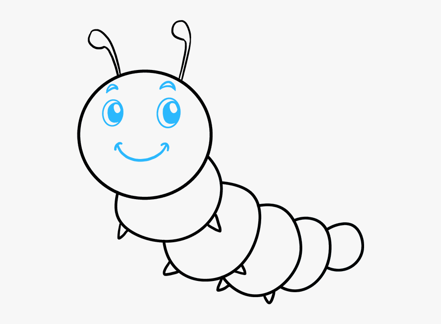 How To Draw A Cute Caterpillar - Cartoon Caterpillar Drawing Easy, Transparent Clipart