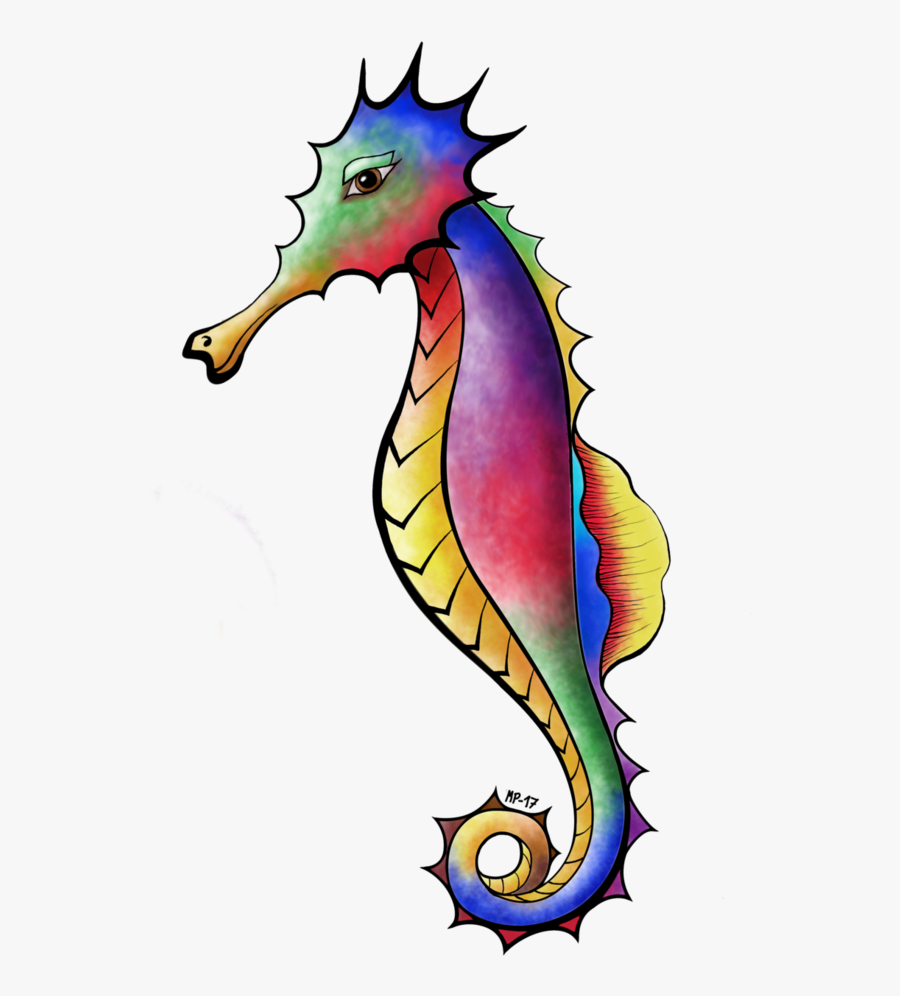 Seahorse Drawing Colorful - Colorful Seahorse, Transparent Clipart