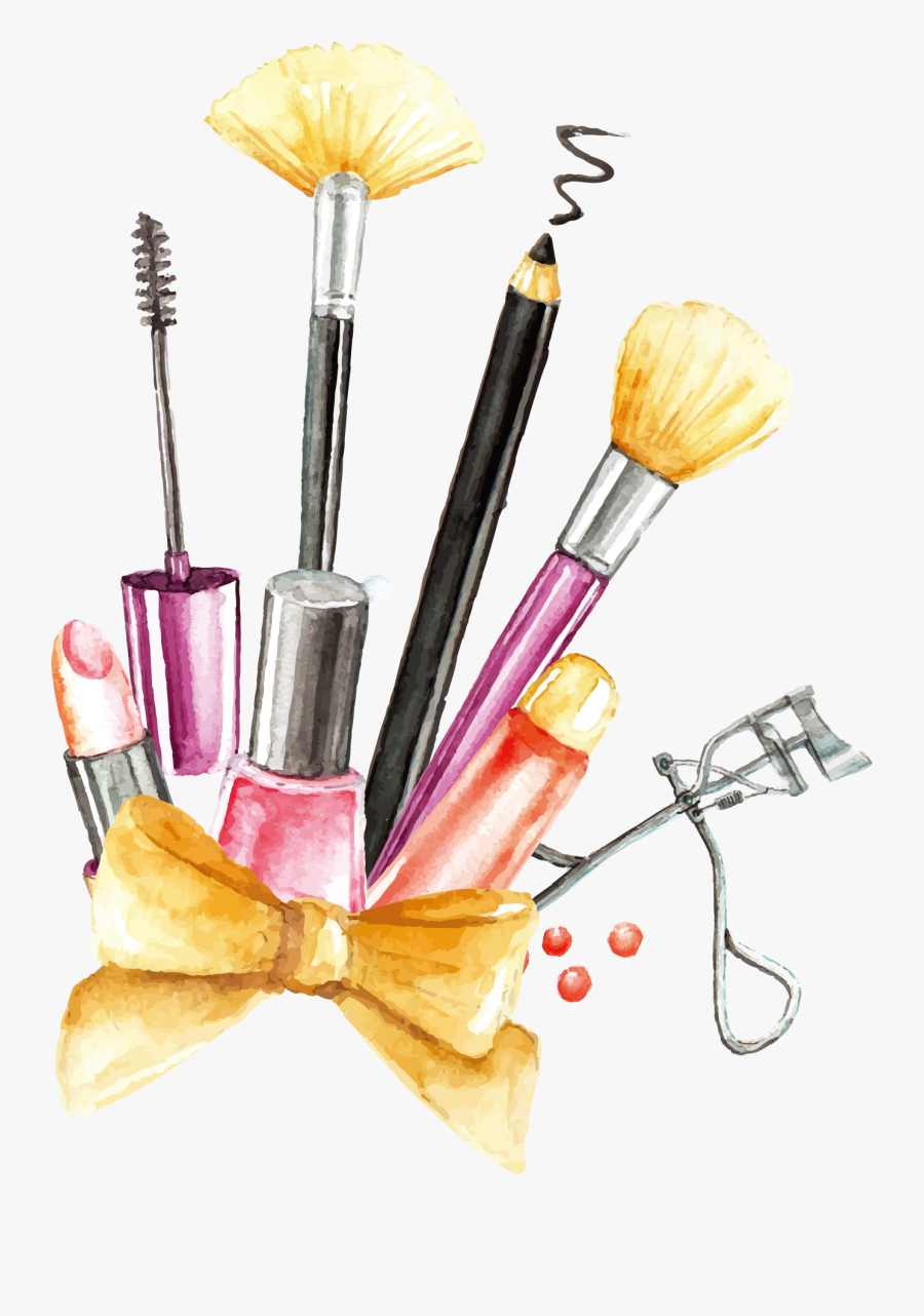 Painting Makeup Vector Cosmetics Tools Brush Clipart - Makeup Brush Painting, Transparent Clipart