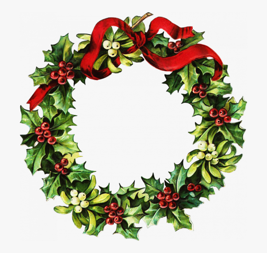 Christmas Garland Clipart Christmas Wreath Clip Art - Vintage Christmas Wreath Clipart, Transparent Clipart