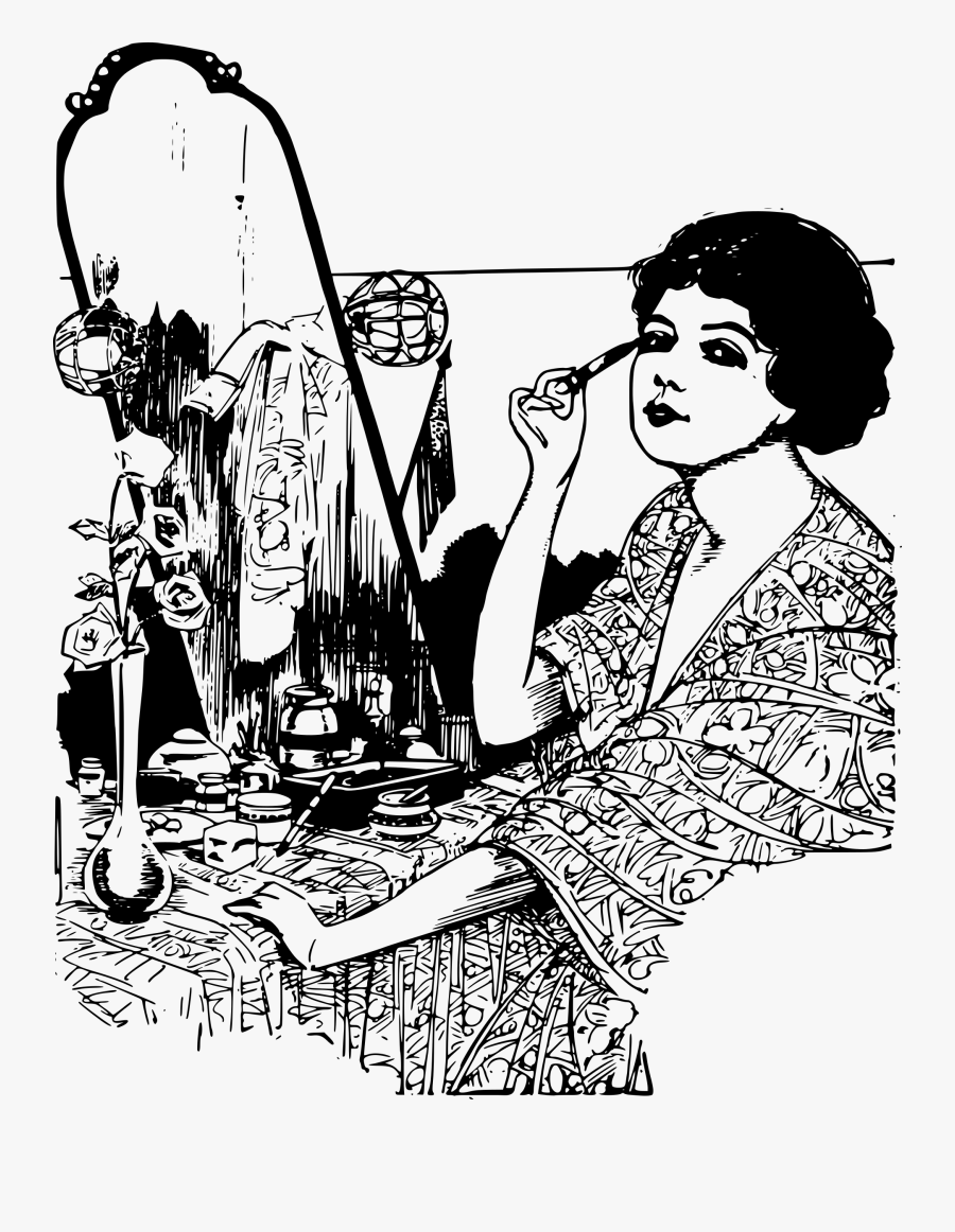 Lady Puts On Makeup - Make Up Clipart Black And White, Transparent Clipart