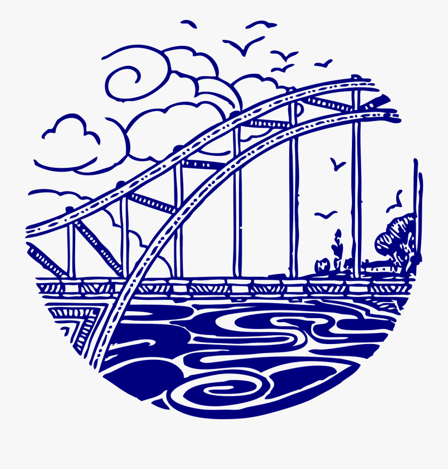 Blue Bridge Svg Clip Arts - Blue Water Bridge Clipart, Transparent Clipart