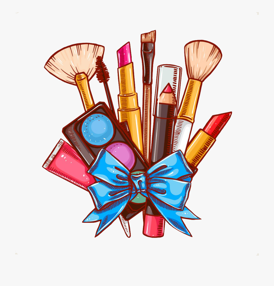 Cosmetics Makeup Brush Lipstick - Cartoon Makeup Brushes Png, Transparent Clipart