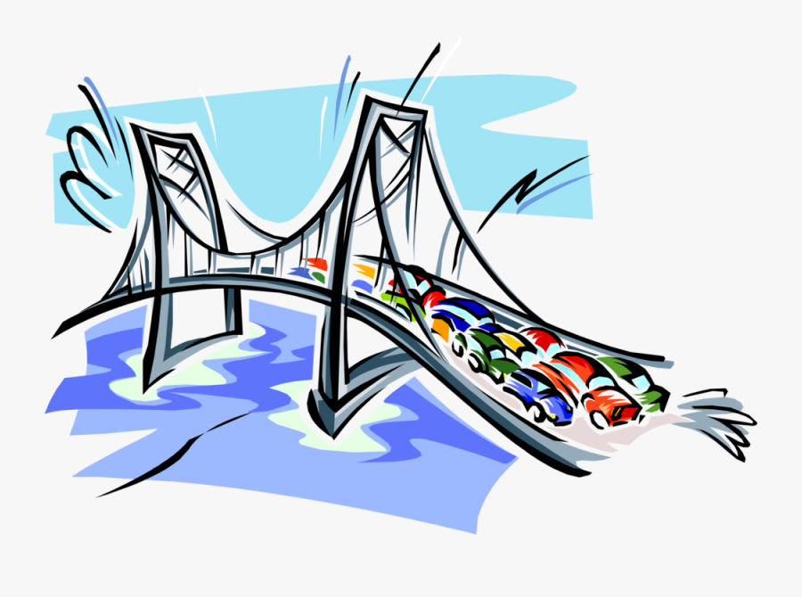 Vector Bridges Highway Bridge - Cars On A Bridge Clipart, Transparent Clipart