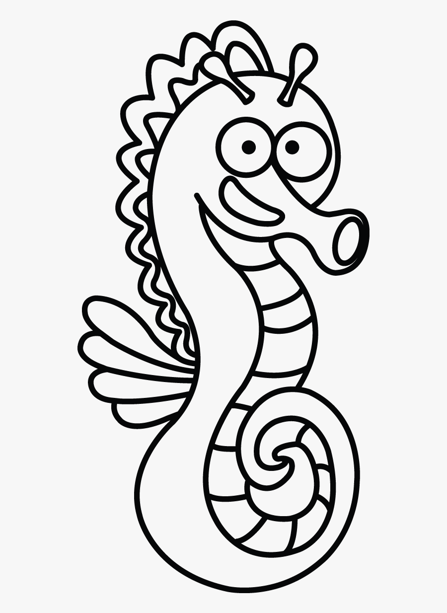 Seahorse Sketch, Followed This Fun Tutotial - Sketch Of Water Animals, Transparent Clipart